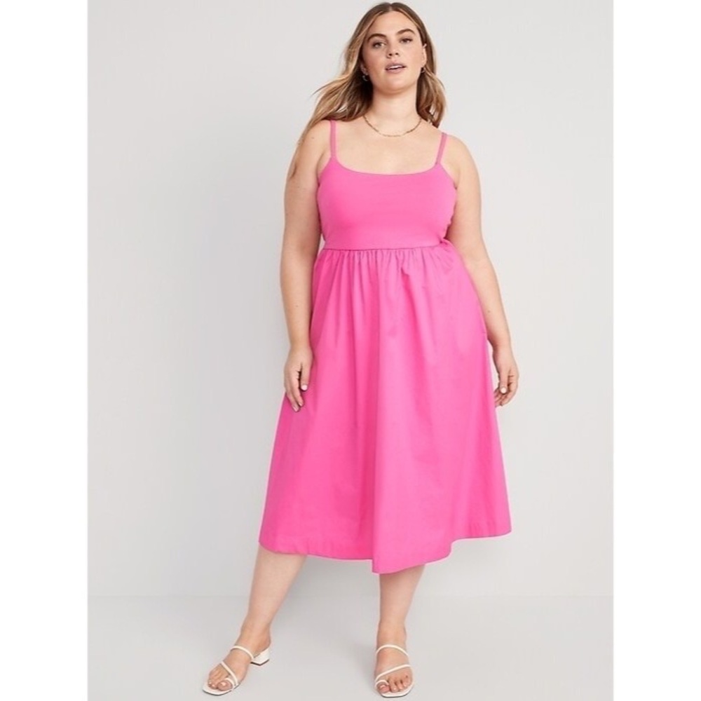 NWT Old Navy Women’s XL Neon Petunia Fit & Flare Combination Midi Dress READ